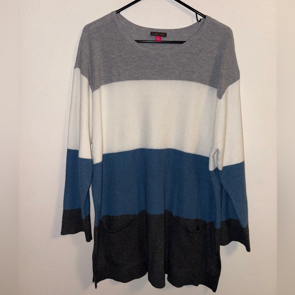 Vince Camuto Gray Blue Color Block Sweater Size 3X